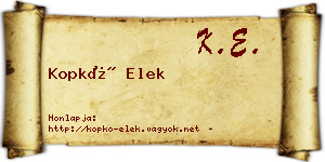 Kopkó Elek névjegykártya